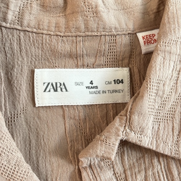 ZARA kids button down shirt sleeves embossed collared shirt - Picture 2 of 5